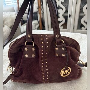 Vintage Soft Suede Michael Kors Wine Color Crossbody/Shoulder Bag w/Gold Trim